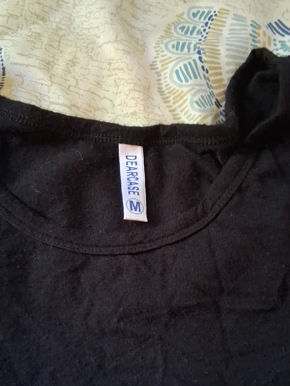 Black Bodice Maxi Dress with Blue Floral Medallion Skirt - Picture 4 of 8